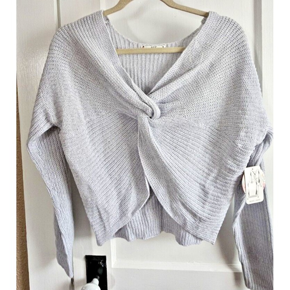 FCT with‎ love women sz Large 100% Acrylic sweater wear 2 ways NWT light blue